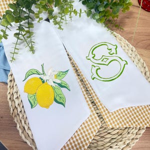 Lemon Embroidered Wreath Sash | Personalized Monogram Sash | Summer Wreath Ribbon