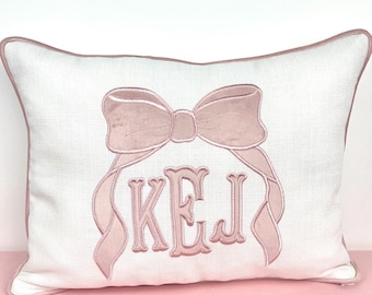 Personalized Appliqué Pillow with Monogram | Custom Name Lumbar Cushion | Nursery Gift | DDP shipping to the U.S.