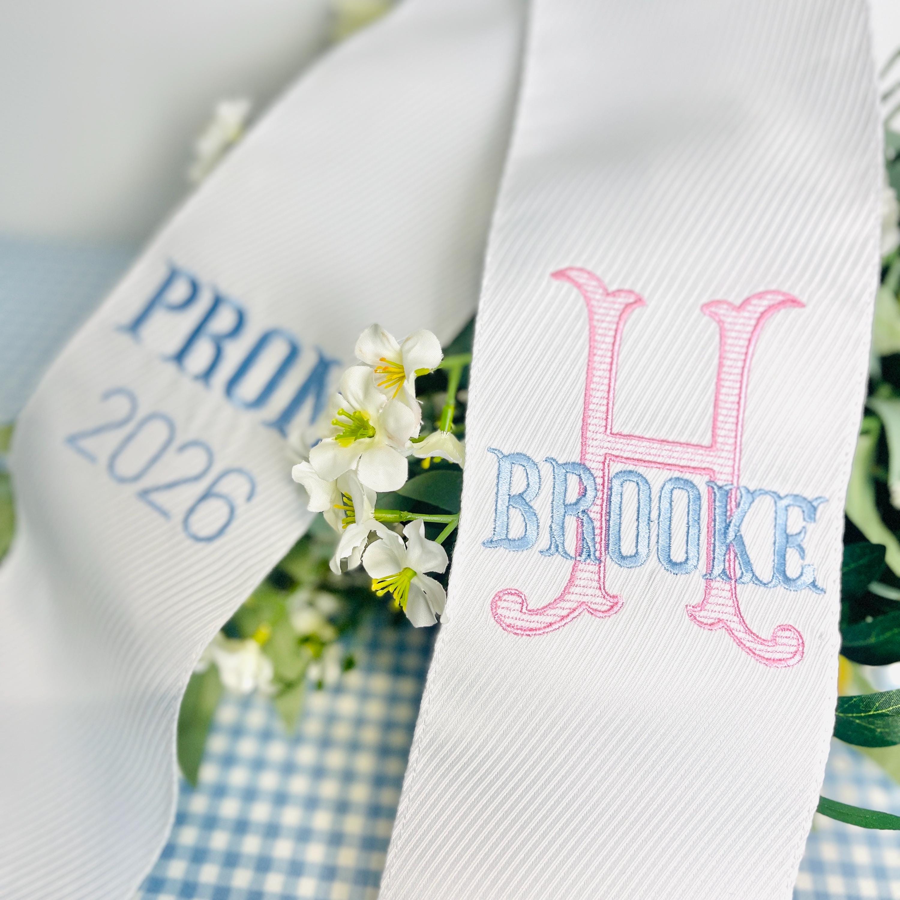 Custom Prom Ribbon, PROM Bouquet Sash With Name, Prom Bouquet Sash ...
