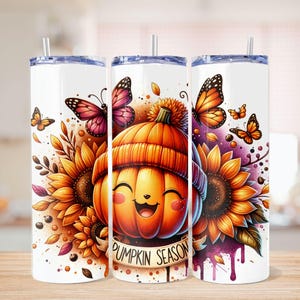 Pumpkin Season Fall Tumbler Wrap, 20oz Skinny Sublimation Tumbler Design, Pumpkin Sublimation Design Png, Autumn Tumbler Png Downloads