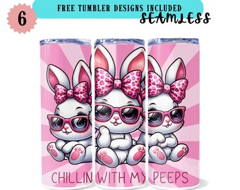 Cute Easter Bunny Tumbler Wrap, 20oz Skinny Easter Tumbler PNG Sublimation Design, Cute Easter Tumbler Wrap, Digital Download