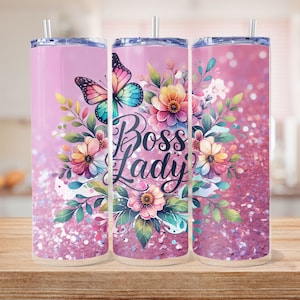 Boss Lady 20 Unzen Skinny Tumbler PNG Wrap, Glitter Tumbler Sublimation, Boss Mom, Business Woman Geschenk, Girl Boss, Boss Lady Tumbler, Boss Babe