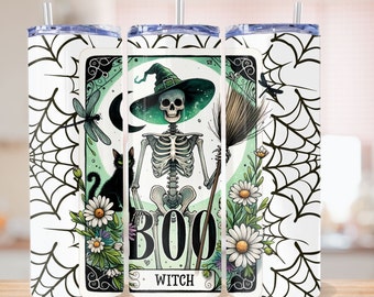 Witchy Aesthetic 20oz Tumbler Wrap, Tarot Card Witch Tumbler Wrap, Vaso sin costuras de Halloween, Diseño de sublimación, Descarga digital PNG
