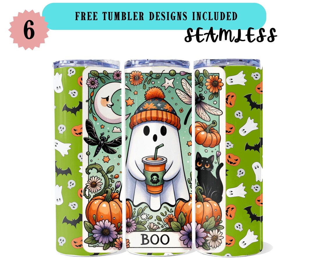 Cute Ghost 20 Oz Tumbler Wrap, PNG Tarot Card Ghost Tumbler Wrap ...