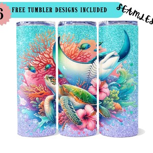 Tortuga Marina 20 oz Tumbler Wrap PNG, Vaso de Hibisco, Envoltura de Vaso de Verano, Regalos de Tortuga Marina, Diseños de Sublimación, Vaso Flaco, Tortuga PNG