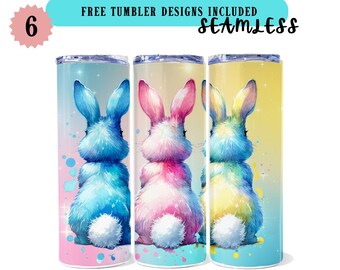 Easter Bunny Tumbler Wrap, 20oz Skinny Easter Tumbler PNG Sublimation Design, Cute Easter Tumbler Wrap, Digital Download