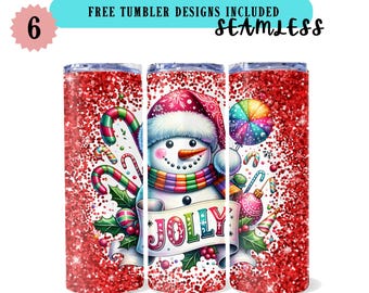 Christmas Snowman GlitterTumblerWrap PNG, Jolly Snowman 20 oz Tumbler Design, Christmas Design PNG, Skinny Tumbler, Snowman Sublimation