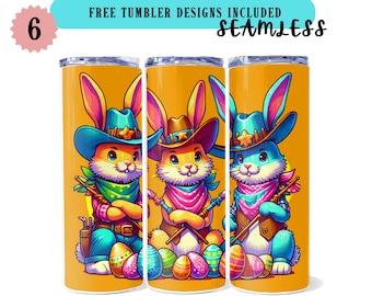 Westelijke paashaas beker wrap, 20oz magere paas beker png sublimatie ontwerp, schattige paas beker wrap, digitale download