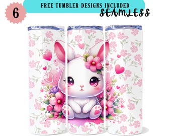 Lindo y dulce envoltorio para vaso de conejito de Pascua, diseño de sublimación PNG de vaso de Pascua delgado de 20 oz, lindo envoltorio para vaso de Pascua, descarga digital