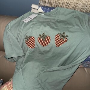 Light sage custom made strawberry shirt XL