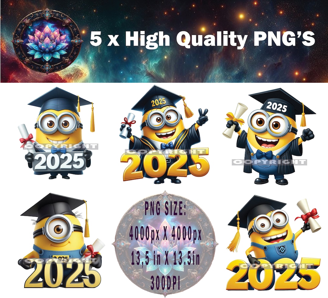 Minion Graduation 2025 X 5 PNG, Minion PNG, Minion Tshirt Design, Minion Sublimation, Class of