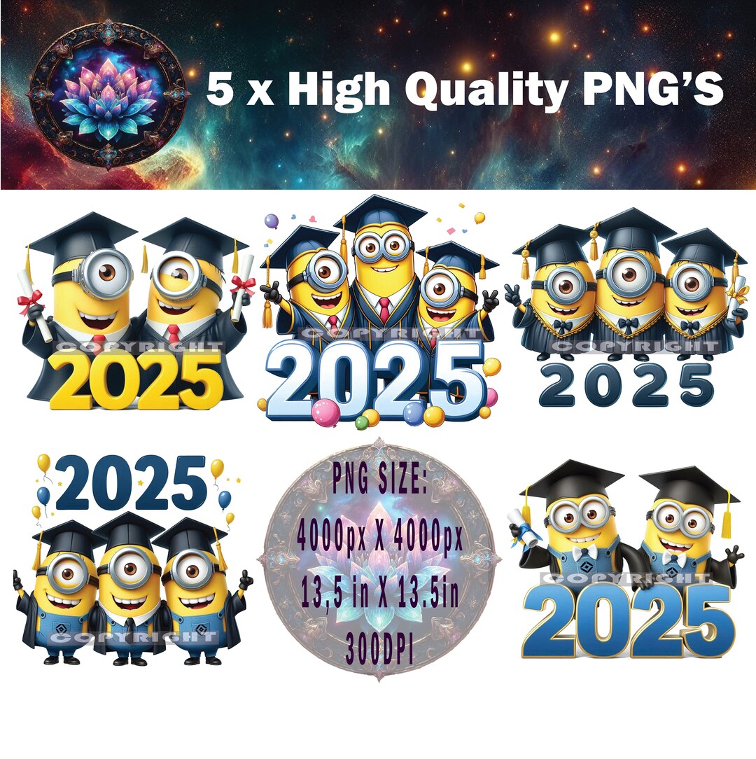 Minion Graduation 2025 X 5 PNG, Minion PNG, Minion Tshirt Design, Minion Sublimation, Class of