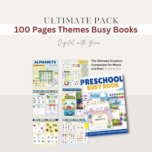 100+ Seiten Kleinkind beschäftigt Bücher, bedruckbar, Lernmappe, Kinderaktivitäten, Homeschool Ressourcen, Montessori Materialien, Kinderbuch, digital