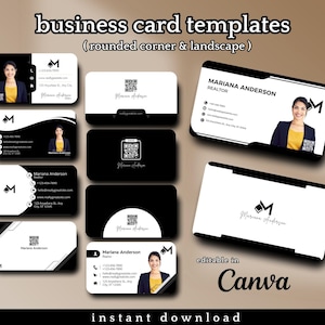 Beidseitige Visitenkarte Vorlage mit QR-Code, personalisierte Vorlage, Profession & Elegant, Sofort Download Vorlage