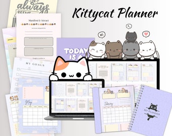 Cat Lover Planner, Undated Organizer, Productivity Planner (Digital Download)
