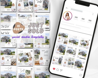 15 Just Sold Social Media Posts, Facebook & Instagram posts, Affordable Real Estate Marketing