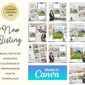 Just Listed, New listing, New Real Estate Marketing Templates for Facebook & Instagram