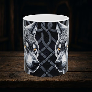 Mystical Wolf Mug: Celtic Knot Viking Coffee Cup