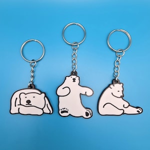 Cute Polar Bear Keychain – 3D Printed, Eco-Friendly Gift for Animal & Wildlife Lovers