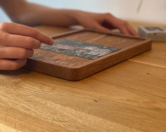 Puzzlebrett Eiche, Holzbrett Handgemacht, Puzzle Unterlage, Geschenk Idee, Brettspiel Zubehör, Tablett Holz, nachhaltig, handmade