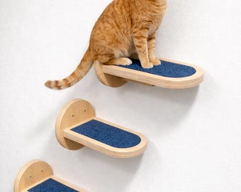 Escaleras de madera para gatos | Escaleras modulares | Muro de escalada para gatos | Muebles de pared para gatos | Escalera y estante de pared para gatos