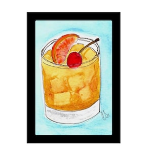 Old Fashioned Framed Watercolor Print 3x4”,  by Cathy Stratton
