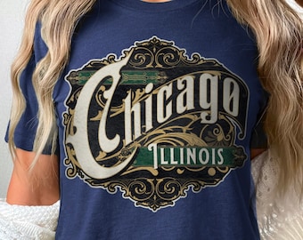 Chicago Shirt Tshirt Gift Him Her Illinois Tee City Home Vacation State Unisex Adventure Women Men Shirt Road trip Vintage Antique Style Tee