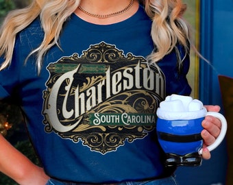 Charleston Shirt Tshirt Gift Him Her South Carolina Tee City Home Vacation State Unisex Adventure Women Men Road trip Vintage Antique Style