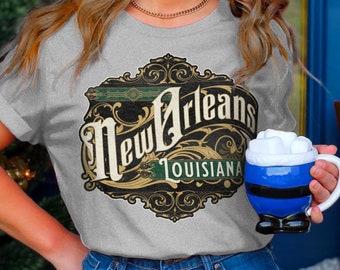 New Orleans Shirt Tshirt Gift Her Louisiana Tee City Home Vacation State Unisex Adventure Women Men Shirt Road trip Vintage Antique Style