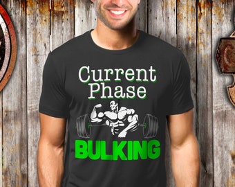 Current Phase Bulking Tshirt Tee Shirt T-shirt Working out Workout Pumping Iron Weightlifting Bodybuilding Mens Crossfit Deadlift Training