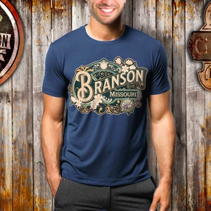 Branson Shirt Tshirt Gift Him Her Missouri Tee City Home Vacation State Unisex Adventure Women Men Shirt Road trip Vintage Antique Style Tee Navy Blue