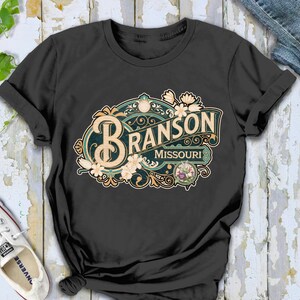 Branson Shirt Tshirt Gift Him Her Missouri Tee City Home Vacation State Unisex Adventure Women Men Shirt Road trip Vintage Antique Style Tee Black