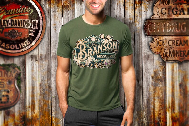 Branson Shirt Tshirt Gift Him Her Missouri Tee City Home Vacation State Unisex Adventure Women Men Shirt Road trip Vintage Antique Style Tee image 5