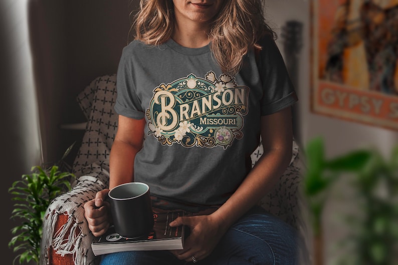 Branson Shirt Tshirt Gift Him Her Missouri Tee City Home Vacation State Unisex Adventure Women Men Shirt Road trip Vintage Antique Style Tee image 1
