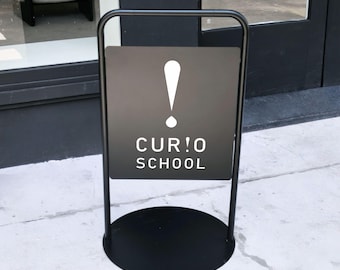 Modern Custom Logo Metal Standing Sign, Personalized Business Sidewalk Floor Sign, Minimal Outdoor Shop Display Sign for Retail Store