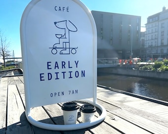 Outdoor Double-Sided A-Frame | Metal Menu Board Sign | Powder Coated Steel | Restaurant Cafe Advertising | Customizable Business Signage