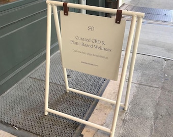 Commercieel bord met A-frame | Menubord voor buiten met standaard Weerbestendige metalen bewegwijzering Draagbare reclamedisplay Stoep Bedrijfsbord
