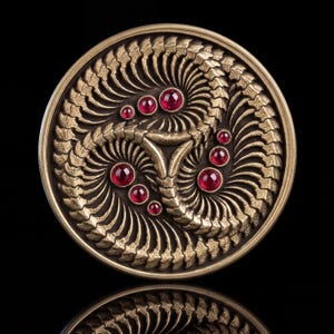 Ruby Adorned Bone Ouroboros Brass Coin