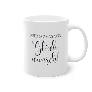 Taza/taza de café/taza/FELICIDADES/cerámica, con texto, blanco. ¡Para compañeros de oficina o como regalo de Navidad o cumpleaños!