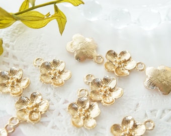 5-10 pcs Gold Sakura Charm (12mm) AZ617