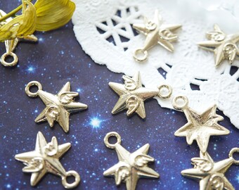 Limited Stock//10pcs Star with Angel wings Charm (15mm) AZ004