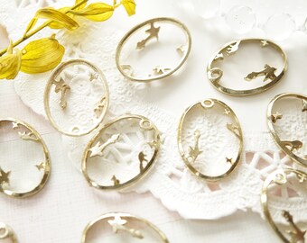 Only One //10 pcs Open Bezel Charm (18mm25mm) Oval star? AZ002