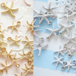 20 pcs  Starfish Charm (10-14mm) 2 sizes / Gold Silver AZ575