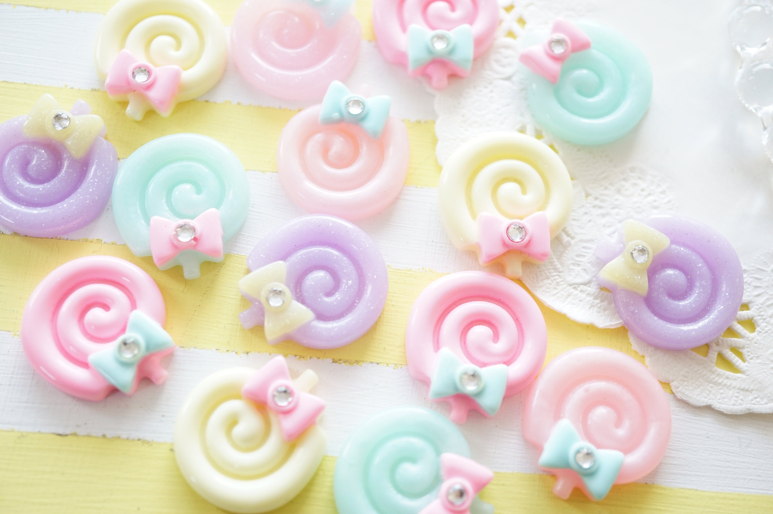 Assorted 8 pcs Pastel Color Lollipop Candy Cabochon 22mm25mm | Etsy