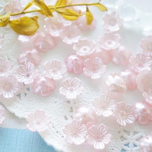 50 perline di fiori di ciliegio (10 mm) rosa perlato AZ1454