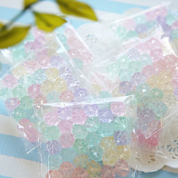 30 pcs Confetti Conpeito Beads/Plastic Motif (10mm) Clear Pastel colors AZ1273