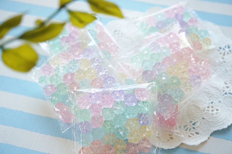 30 pcs Confetti Conpeito Beads/Plastic Motif 10mm Clear Pastel colors AZ1273 image 1