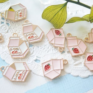 5 pcs Milk Carton Charm (12mm15mm ) Strawberry & Cherries AZ1192