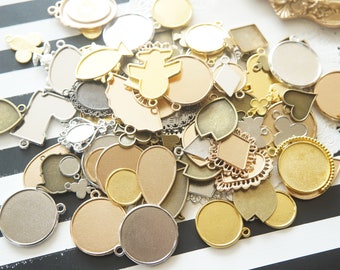 ClearanceSALE//10 pcs Blank Plate Pendant Bezel charm (11-45mm) AZ1265