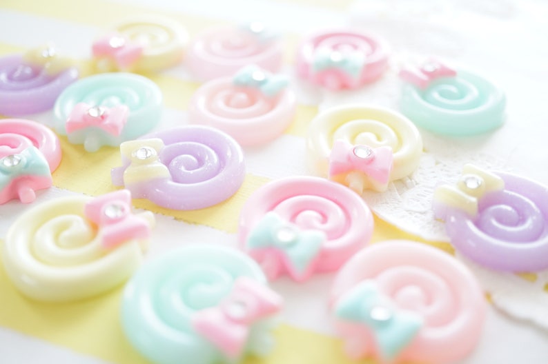 Assorted 8 pcs Pastel Color Lollipop Candy Cabochon 22mm25mm Etsy